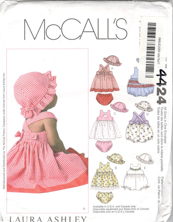 Mccalls 4424 Infants Designer Summer Dress Rompers Panties and Hat Pattern  LAURA ASHLEY Baby Girls Sewing Pattern Size S M L Xl UNCUT -  Canada