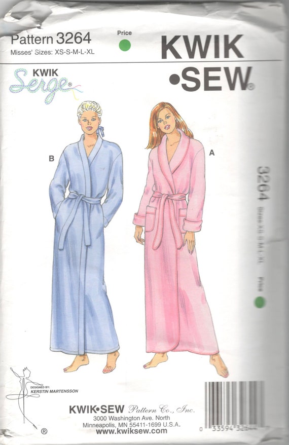 Kwik Sew 3264 Misses Cuffed Shawl Collar Wrap Robe Pattern | Etsy