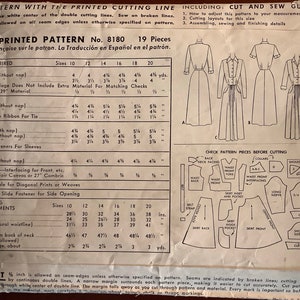 1950s Mccall 8180 Misses Shirtwaist Dress Pattern Flared Skirt Wing ...