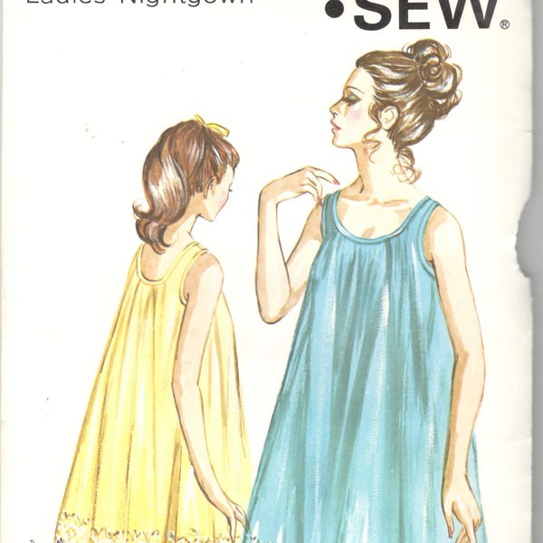 Kwik Sew 214 1960s Misses Two Layer Nightgown Pattern Tricot and Sheer Womens Vintage Sewing Patterns  Size S M L Bst 34 37 41 Or S M L XL