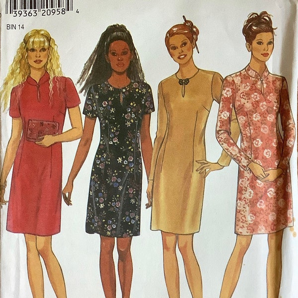 New Look 6698 Misses  Asian Style Dress Pattern Oriental Flair Womens Sewing Pattern Size 8 10 12 14 16 18  Bust 34 - 44 UNCUT