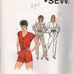 Kwik Sew 1331 1980s Misses Button Snap Front Jumpsuit Romper Pattern Womens Vintage Sewing Pattern Size XS S M L Bust 31 - 41 UNCUT