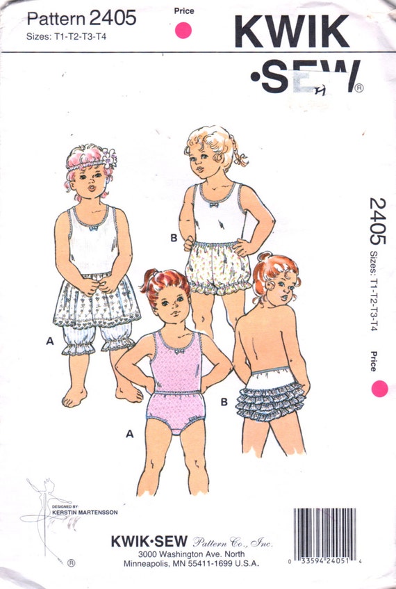 Toddler Underpants or Bloomers Vintage 1980's Sewing Pattern Kwik Sew