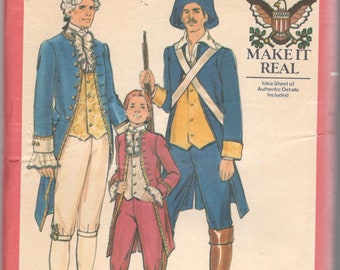 Butterick 4207 Herren 1776 Kostüm Muster Bicentennial Mantel Weste Hemd Breeches Bandoleer Erwachsene Vintage Nähkiste 42