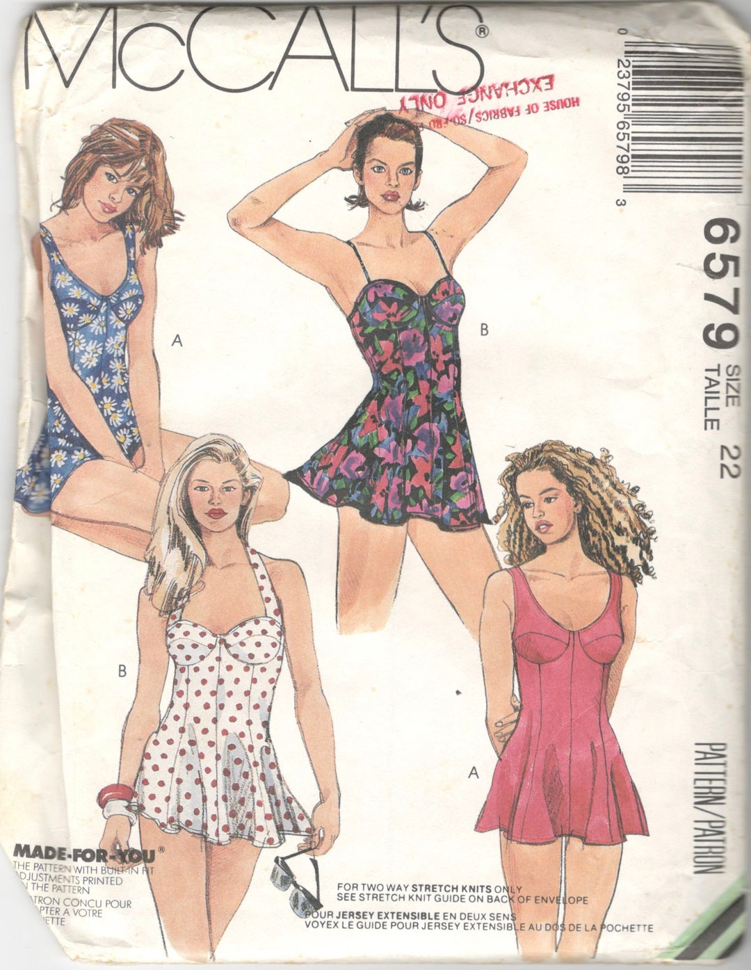 Mccalls 6579 Misses Maillot One Piece Swimsuit Pattern Low Cut Halter ...
