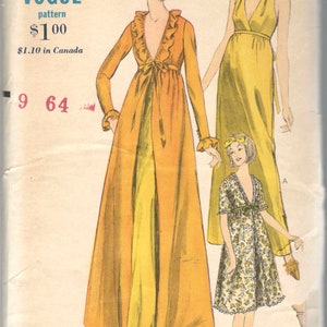 Vogue 6280 1960s Misses Goddess Halter Deep V Neck Nightgown - Etsy