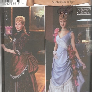 Victorian Gown Pattern Simplicity 5457 Apron Bustle Dress Costume Pattern 1800s Edwardian Women Sewing Pattern Size 6 8 10 12