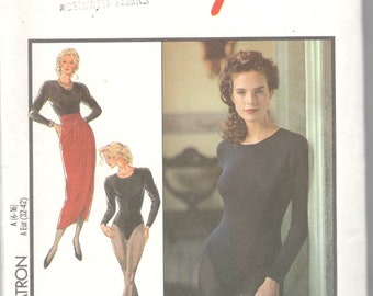 1980s Style 1788 Misses Bodysuit and Sarong Skirt Pattern Womens Vintage Sewing Pattern Size 6 8 10 12 14 16  Bust 30 - 38 UNCUT