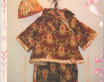 Tina Givens TG-K5029 Kimono Suit for Baby Pattern Cap Shirt and Pants Infants Boys Girls Sewing Patterns Size S M L UNCuT