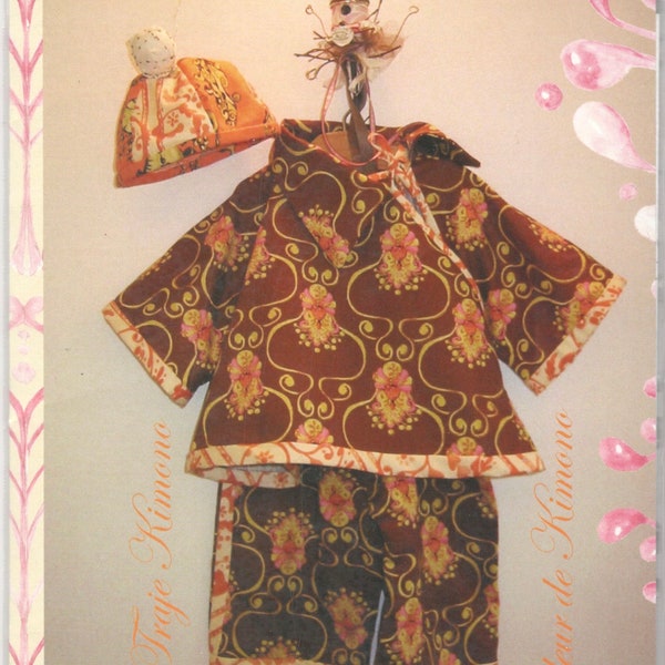 Tina Givens TG-K5029 Kimono Suit for Baby Pattern Cap Shirt and Pants Infants Boys Girls Sewing Patterns Size S M L UNCuT
