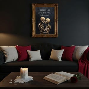 Personalised Skeleton Couple Print, In This Life and the Next Gothic Wall Art, Gothic Couple Gift, Dark Romance Wedding Anniversary Art bild 8