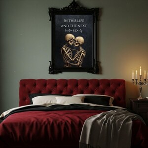 Personalised Skeleton Couple Print, In This Life and the Next Gothic Wall Art, Gothic Couple Gift, Dark Romance Wedding Anniversary Art bild 6