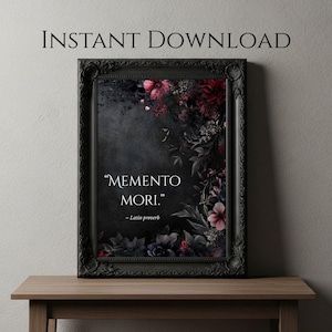 Memento Mori gotiskt blommönster, väggkonst med mörka akademiska motiv (digital nedladdning)