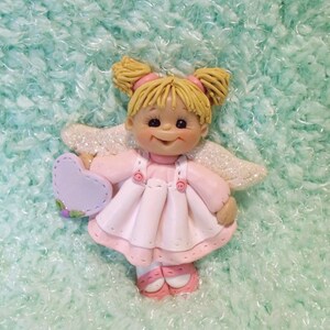 ANGEL CHRISTMAS ORNAMENT: handmade polymer clay angel gift, baby angel, personalized Christmas angel ornament, sculpture polymer clay gift