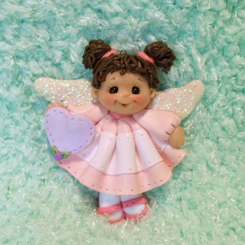 ADORNO NAVIDEÑO DE ÁNGEL: regalo de ángel de arcilla polimérica hecho a mano, adorno navideño personalizado de ángel para niño pequeño, regalo de escultura de arcilla polimérica