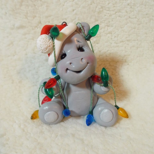 Purple Hippo Christmas Decoration 