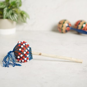 Cabassa Gourd Shaker Colourful Beaded Rattle Music Instrument 25cm