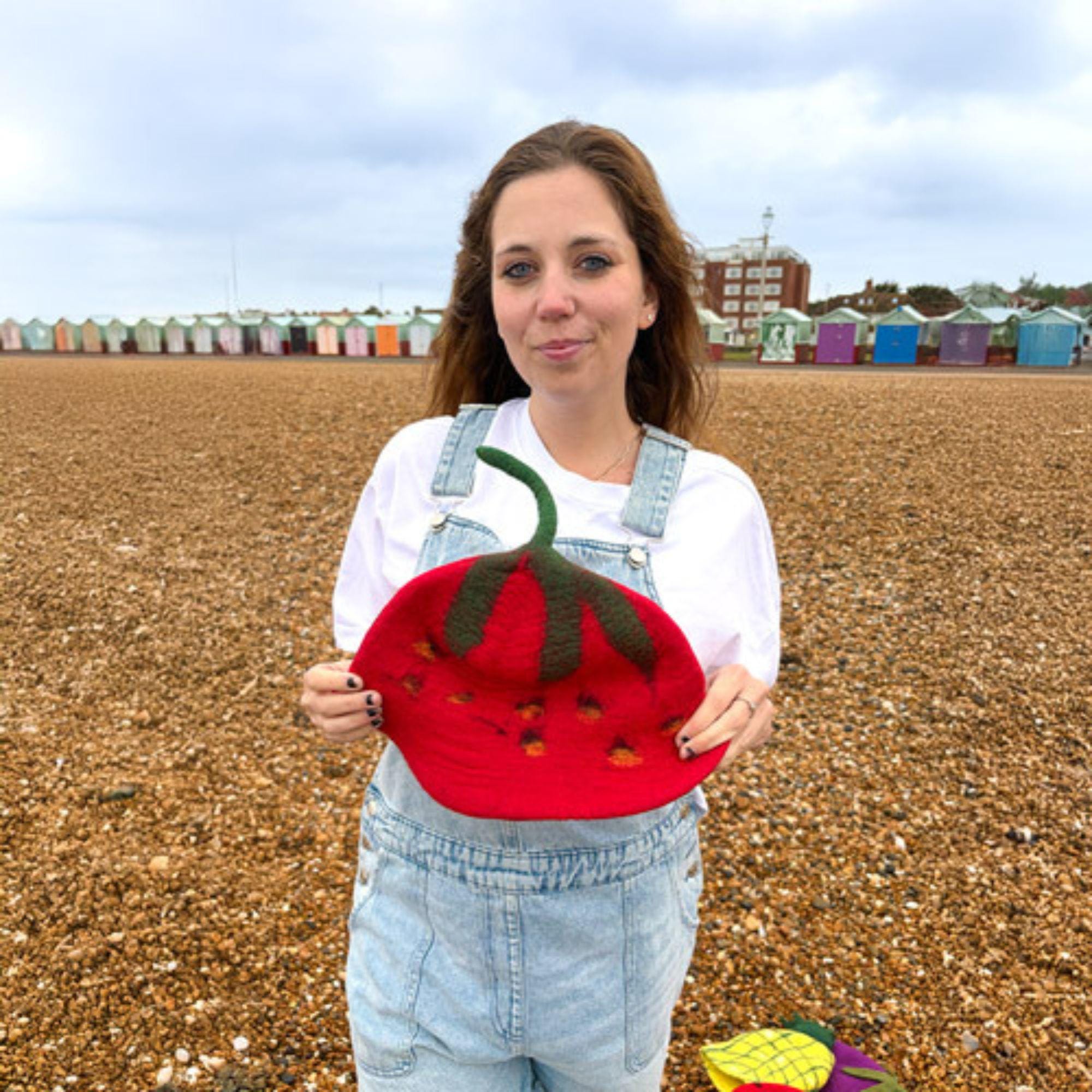 Festival Felt Fruit Hat Red Strawberry Design Made From 100  display picture 3