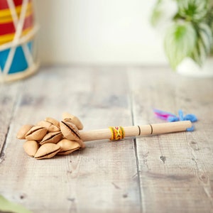 Handmade Peruvian Cha Cha Nut Shaker Musical Instrument Hand Percussion
