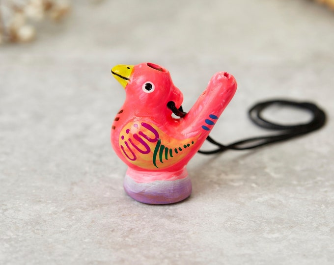 Handmade Peruvian Ceramic Bird Water Whistle: Colorful Stocking Filler