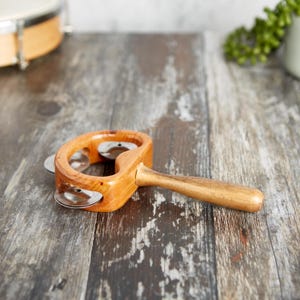 Hand Tambourine 3 Chime With Handle Indonesian Musical Instrument