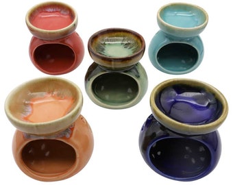 Aromatherapy Essential Oil Burner – Colourful Ceramic Wax Melt Holder (7cm)