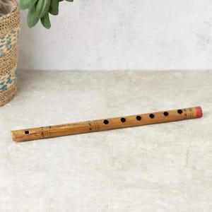 Indian Bamboo Flute Wood Wind Percussion Hand Held Hand Made Aprox. 41cm