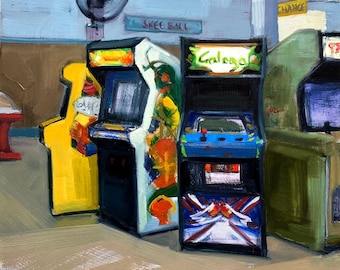 Arcade Line Up Fine Art Print, arcade art, nostalgia, vintage games