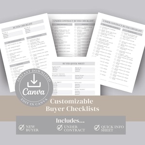 Real Estate Buyer Checklist, Customizable, Editable, Simple Modern