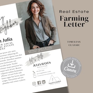 Marketing inmobiliario / Plantilla Canva / Marketing inmobiliario / Carta de presentación / Carta de agente inmobiliario / Volante de anuncio / Clásico atemporal