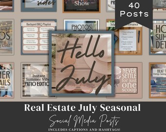 July Real Estate Social Media Posts | Realtor Instagram Templates | Monthly Marketing Pack | Seasonal
