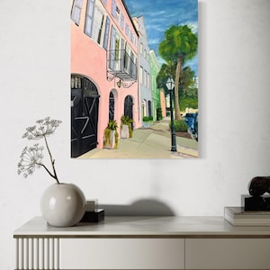 Rainbow Row, Charleston, SC - Original oil painting on canvas board - Home decor - Artwork