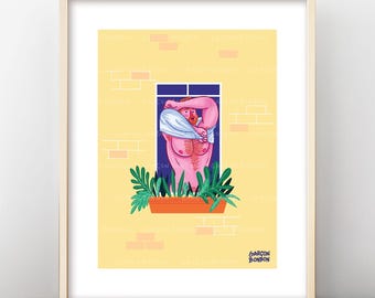 Hairy Gay Guy Art Print: Playful Queer Wall Decor (8x10 inch)