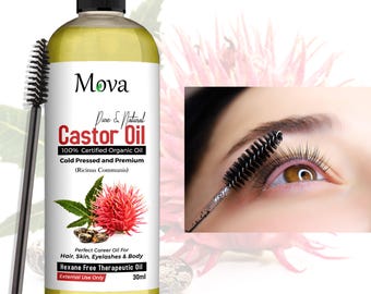 Organic Castor Oil for Eyelashes, Eyebrows & Hair (30ML)