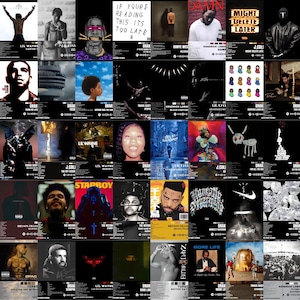 Paquete de portadas de álbumes de rap, decoración de habitación HypeBeast, arte de pared para hombres, DESCARGA DIGITAL, póster de rapero, póster de álbum de 40 piezas, decoración del hogar imprimible