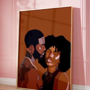 Schwarzes Paar Kunstdruck, Schwarzes Liebe Poster, Schwarzes Mädchen Kunstdruck, DIGITAL DOWNLOAD, druckbare Wandkunst, Schwarzes Paar Ästhetik, Kultur Kunst