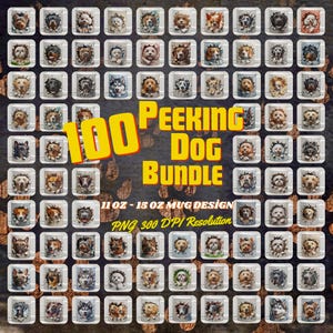 Lot de mugs pour sublimation Peeking Dog (téléchargement numérique)