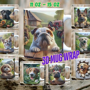 Puede incluir: Conjunto de 10 tazas de cerámica blanca con diferentes diseños de animales. Las tazas son de 11 oz o 15 oz y presentan un diseño de envoltura de taza 3D. Los diseños incluyen un bulldog, un chihuahua, un bulldog francés, un labrador, un pastor alemán, un caniche, un golden retriever, un terrier, un spaniel y un doodle.