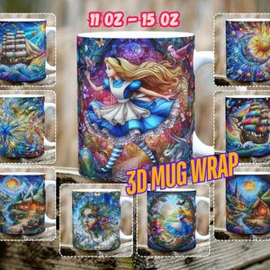 Stained Glass Mug Wrap, 11 oz & 15 oz Mug Bundle Sublimation Wrap, Digital Download, PNG Template, 300 DPI,