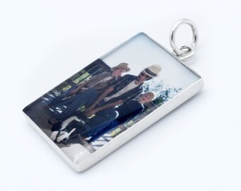Photo Charm & Pendant /18x25mm Sterling Silver Rectangle with Resin/ Personalized Memory Photo Gift