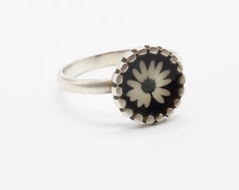 Flower Photo Ring/Sterling Silver