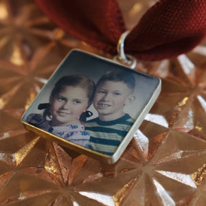 Photo Charm & Pendant/16mm Sterling Silver Square with Resin/Personalized