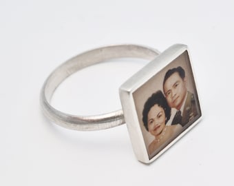 PERSONALIZED Photo Ring/10mm square/sterling silver