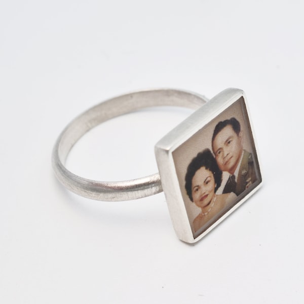 PERSONALIZED Photo Ring/10mm square/sterling silver