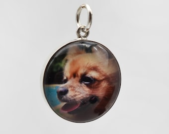 Charm-Colgante con foto personalizado de plata de 18 mm/foto personal bajo cristal