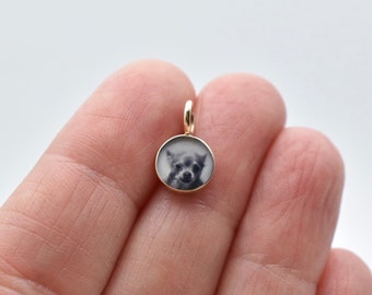 Personalized 14k Gold Photo Pendant Slide or Charm/8mm Circle