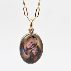Personalized Gold Photo Charm/13 x 18mm Oval/ waterproof/photo with glass