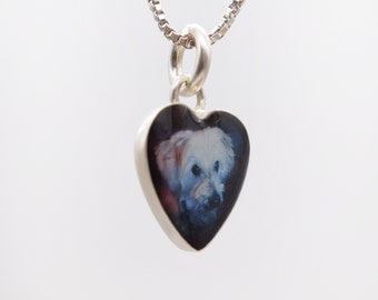 Personalized Photo Charm/Pendant/ 12mm Sterling Silver Heart with Resin