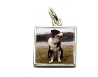 Charm con foto personalizado/Cuadrado de plata de ley de 10 mm con resina