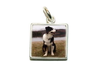 Personalized Photo Charm/ Pendant/10mm Sterling Silver Square with Resin